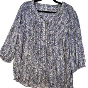 Rose + Olive cottagecore boho floral tunic blouse women’s size 1X